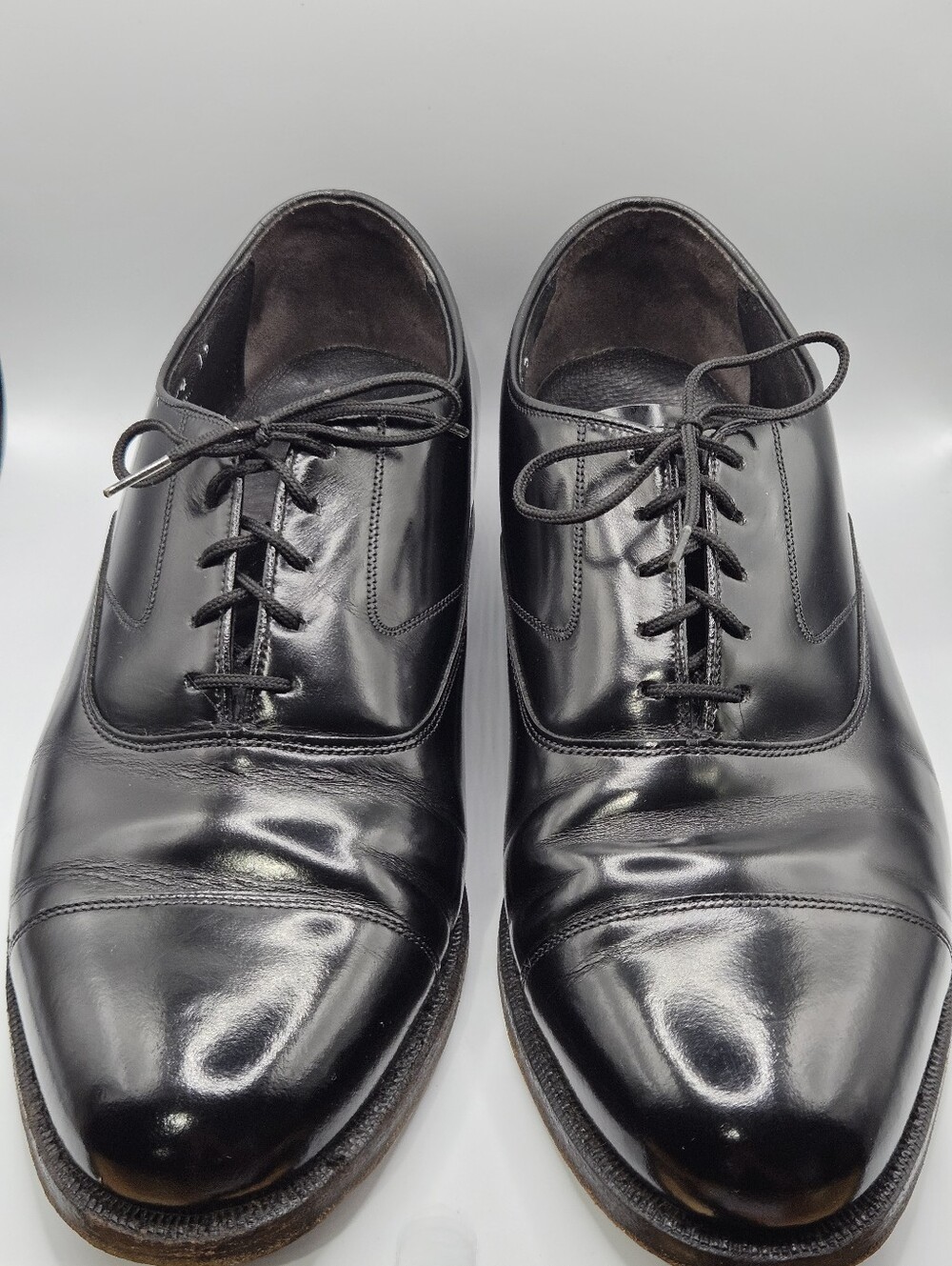 Florsheim Black Leather Cap Toe Oxfords Mens 8.5 E Wide USA 20331